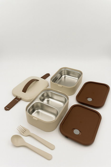 Hermia Caja de almuerzo de acero inoxidable 1300 ml Crema